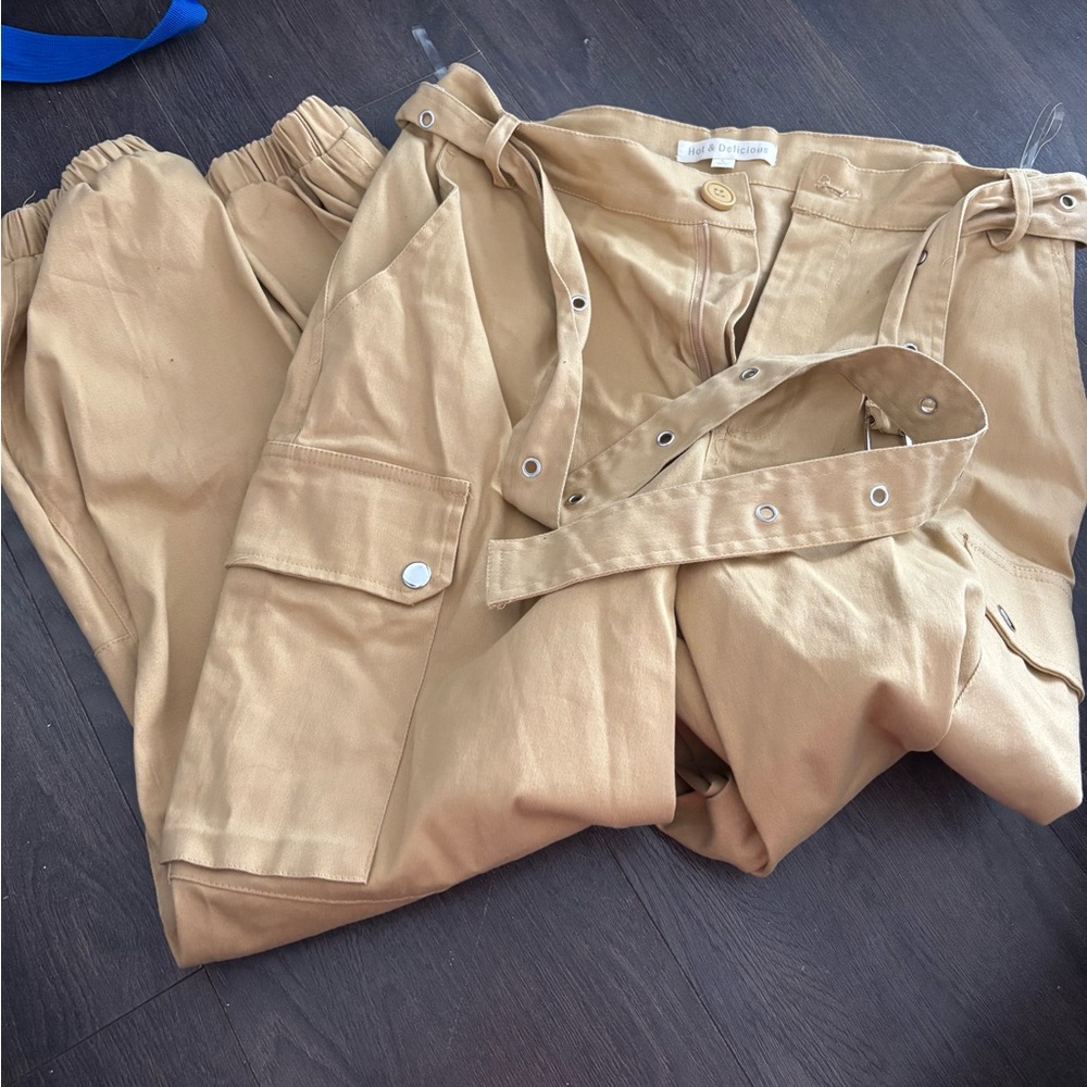 Tan Cargo Pants with Belt